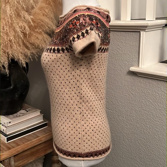 French Connection Lambswool & Sequin Cardigan Sweater Fair Isle Size Medium - Picture 3 of 6